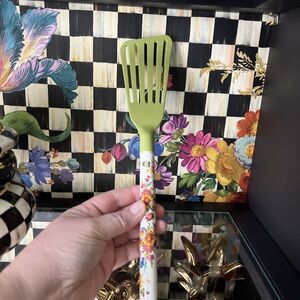 MacKenzie-Childs Flower Market Utensil Fish Spatula Green Silicone